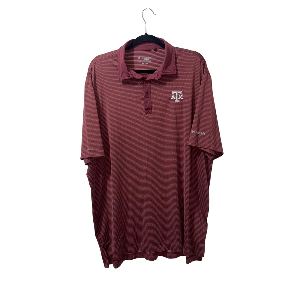 Columbia Men's Texas A&M Aggies Polo Shirt XXL Maroon Stripe Performance‎